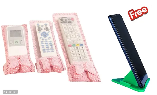 T.V Remote Cover | Dustproof Remote Cover Fits in 3 Different Sizes of Remotes - Set of 3 (Get Free Triangle Shape Mobile Stand)-thumb0