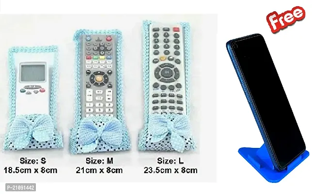 T.V Remote Cover | Dustproof Remote Cover Fits in 3 Different Sizes of Remotes - Set of 3 (Get Free Triangle Shape Mobile Stand)