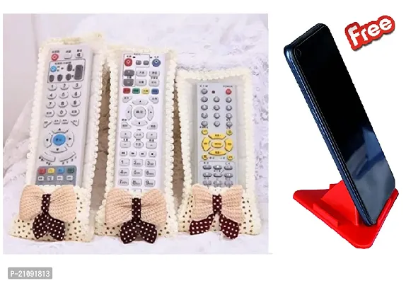 T.V Remote Cover | Dustproof Remote Cover Fits in 3 Different Sizes of Remotes - Set of 3 (Get Free Triangle Shape Mobile Stand)