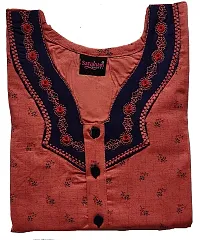 Elegant Pink Cotton Embroidered Nighty For Women-thumb1