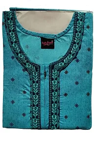Elegant Blue Cotton Embroidered Nighty For Women-thumb1