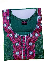 Elegant Green Cotton Embroidered Nighty For Women-thumb1