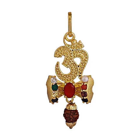 Ohm Navratna With Rudrakasha Plated Pendant