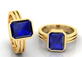 Blue Sapphire Gemstone Ring Brass Plated Astrological Neelam Stone Whit Lab Certified-thumb1