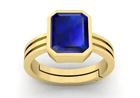 Blue Sapphire Gemstone Ring Brass Plated Astrological Neelam Stone Whit Lab Certified-thumb2