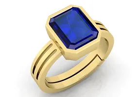 Blue Sapphire Gemstone Ring Brass Plated Astrological Neelam Stone Whit Lab Certified-thumb3