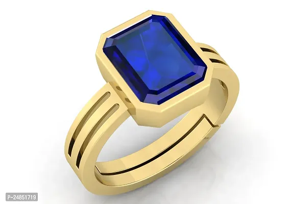 Blue Sapphire Gemstone Ring Brass Plated Astrological Neelam Stone Whit Lab Certified-thumb4