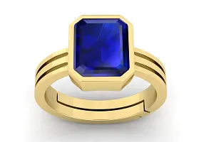 Blue Sapphire Gemstone Ring Brass Plated Astrological Neelam Stone Whit Lab Certified-thumb1