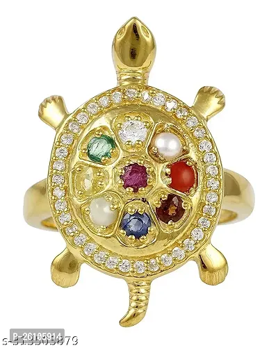 Navratan Ring For Adjustable Health,Wealth,Good Future And Good Luck Navratan Kachua Finger Ring Jewelry For Men Women Boys  Girls A1 +-thumb0