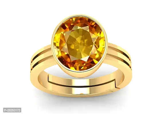 3.25 Ratti To 21.25 Ratti Yellow Sapphire Gemstone Ring For Adjustable Yellow Sapphire Orignal Certified Gemstone-thumb0