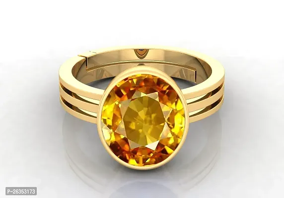 3.25 Ratti To 21.25 Ratti Yellow Sapphire Gemstone Ring For Adjustable Yellow Sapphire Orignal Certified Gemstone-thumb2