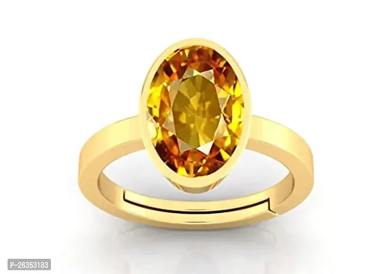 3.25 Ratti To 21.25 Ratti Yellow Sapphire Gemstone Ring For Adjustable Yellow Sapphire Orignal Certified Gemstone-thumb2