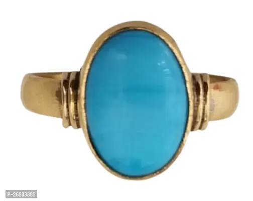 Turquoise Firoza Sky Blue Gemstone Panchdhatu Adjustable Ring For Men And Women