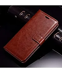 TRENDSHUB Vintage Leather Flip Case Cover with| Protactive Case| wallet stand | Card slot| Flip Case With Holder For Vivo V19 ( BROWN)-thumb1