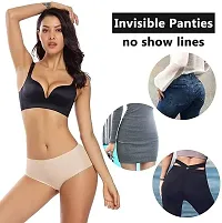 LIECRY ART PACK OF 3 Womens Seamless Hipster Panty Ice Silk Soft Panties Fitness Butt Lifting Panties Sporty Brief Mid Waist Cotton Womens Panties Multicolor-thumb4