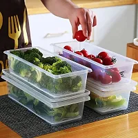 Xiran 6 Fridge Storage Boxes Fridge Organizer with Removable Drain Plate and Lid Stackable Fridge Storage Containers Plastic Freezer Storage Containers for Fish, Meat, Vegetables, Fruits(1500ML)-thumb1