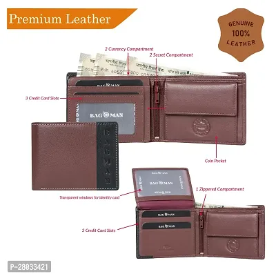 BAGMAN Men's Wallet - Genuine Leather Bi-fold Wallet | RFID Protected - Wallet for Men-thumb2