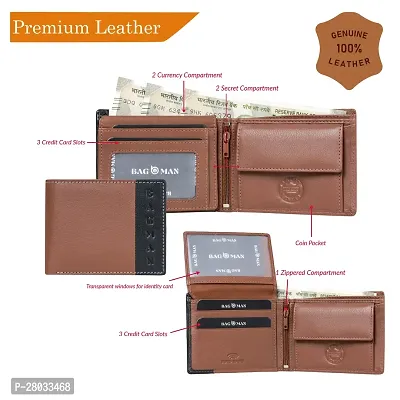 BAGMAN Mens Wallet - Genuine Leather Bi-fold Wallet   RFID Protected - Wallet for Men-thumb5