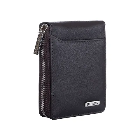 BAGMAN RFID Blocking Leather Wallet for Men Women | Vertical Credit Debit Card Holder