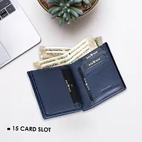 BAGMAN Genuine Leather Wallet   RFID Blocking Wallet for Men  14 Card Slots, 1 ID Window   Large Capacity Can Hold 50 Currency Notes Blue-thumb2