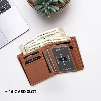 BAGMAN Genuine Leather Wallet   RFID Blocking Wallet for Men  14 Card Slots, 1 ID Window   Large Capacity Can Hold 50 Currency Notes Oak-thumb3