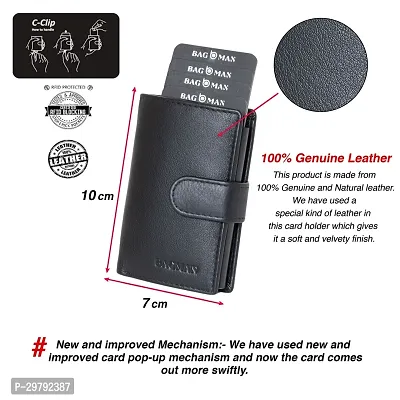 BAGMAN Anti Theft Top Grain Leather RFID Card Holder Cum Minimalist Wallet for Mens and Womens-thumb5