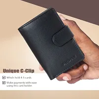 BAGMAN Anti Theft Top Grain Leather RFID Card Holder Cum Minimalist Wallet for Mens and Womens-thumb1