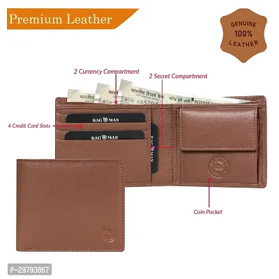 BAGMAN Leather Wallet for Men I 6 Card Slots I 2 Currency Compartments I1Coin Pocket-thumb5