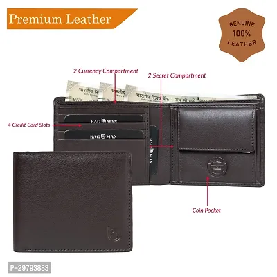 BAGMAN Leather Wallet for Men I 6 Card Slots I 2 Currency Compartments I1Coin Pocket-thumb3