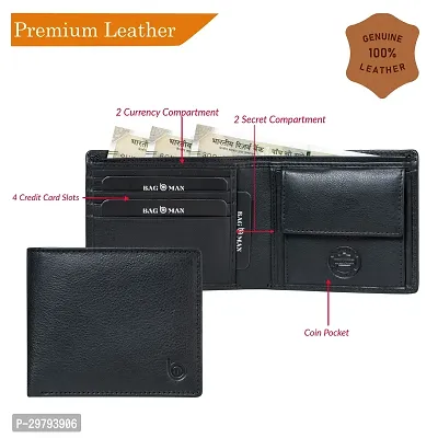 BAGMAN Leather Wallet for Men I 6 Card Slots I 2 Currency Compartments I1Coin Pocket-thumb3