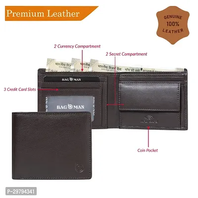 BAGMAN Mens Genuine Leather Wallet with RFID Safety   Gift Wallet-thumb3