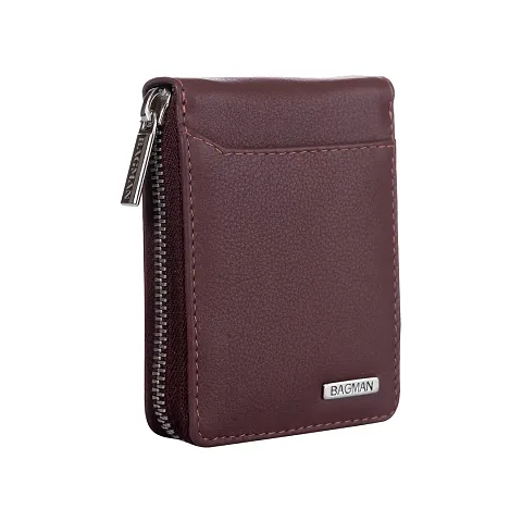 BAGMAN RFID Blocking Leather Wallet for Men Women | Vertical Credit Debit Card Holder