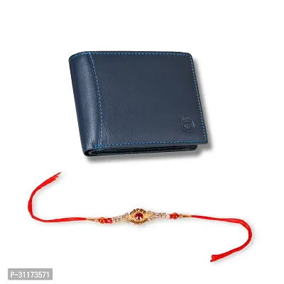 BAGMAN Rakhi Hamper, Mens Leather Wallet for Brother Combo Set (1 Rakhi, 1 Leather Wallet)