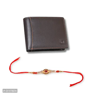 BAGMAN Rakhi Hamper, Mens Leather Wallet for Brother Combo Set (1 Rakhi, 1 Leather Wallet)