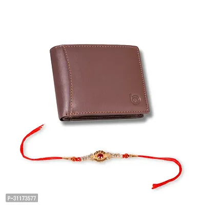 BAGMAN Rakhi Hamper, Mens Leather Wallet for Brother Combo Set (1 Rakhi, 1 Leather Wallet)