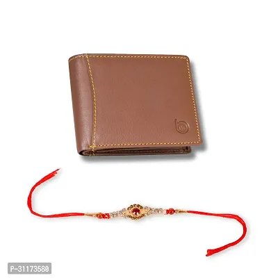 BAGMAN Rakhi Hamper, Mens Leather Wallet for Brother Combo Set (1 Rakhi, 1 Leather Wallet)