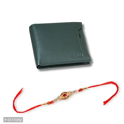 BAGMAN Wallet for Men, Rakhi Combo Set for Brother (1 Rakhi, 1 Leather Wallet)