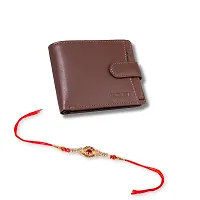 BAGMAN Rakhi Gift Set for Brother - Premium Mens Combo   Gift Set of Leather Wallet , Rakhi for Brother (MAROON)-thumb1