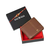 BAGMAN Rakhi Gift Set for Brother - Premium Men's Combo | Gift Set of Leather Wallet, Rakhi for Brother (TAN)-thumb3