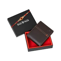 BAGMAN Rakhi Gift Set for Brother - Premium Mens Combo   Gift Set of Leather Wallet, Rakhi for Brother (BROWN)-thumb2