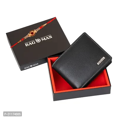 BAGMAN Rakhi Hamper Classic Mens Leather Wallet for Brother (BLACK)-thumb5