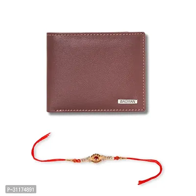 BAGMAN Rakhi Gift Hamper for Brother | Classic Wallet for Men Combo/Gift Set of Leather Wallet and Rakhi for Brother (MAROON)