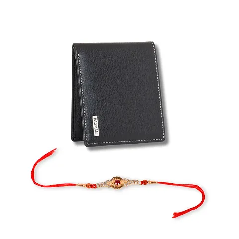 BAGMAN Wallet for Men, Rakhi Combo Set for Brother | Mens Wallet (BLACK)