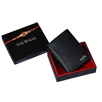 BAGMAN Rakhi Gift Hamper for Brother - Classic Mens Leather Wallet, and Rakhi Combo Gift Set for Brother (BLACK)-thumb1