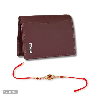 BAGMAN Rakhi Gift Hamper for Brother - Classic Men's Leather Wallet, and Rakhi Combo Gift Set for Brother (MAROON)