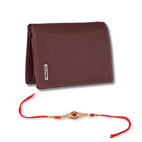 BAGMAN Rakhi Gift Hamper for Brother - Classic Men's Leather Wallet, and Rakhi Combo Gift Set for Brother (MAROON)