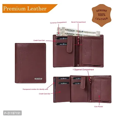 BAGMAN Rakhi Gift Hamper for Brother - Classic Men's Leather Wallet, and Rakhi Combo Gift Set for Brother (MAROON)-thumb2