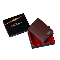 BAGMAN Rakhi Gift Hamper for Brother - Classic Men's Leather Wallet, and Rakhi Combo Gift Set for Brother (MAROON)-thumb2