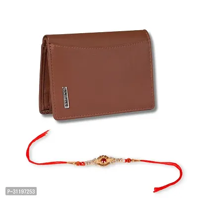 BAGMAN Rakhi Gift Hamper for Brother - Classic Men's Leather Wallet, and Rakhi Combo Gift Set for Brother (TAN)-thumb0