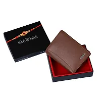 BAGMAN Rakhi Gift Hamper for Brother - Classic Men's Leather Wallet, and Rakhi Combo Gift Set for Brother (TAN)-thumb3